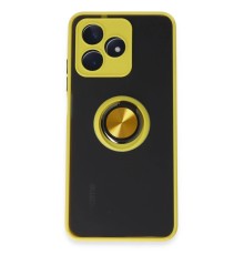 Realme C53 Kılıf Montreal Yüzüklü Silikon Kapak - Sarı