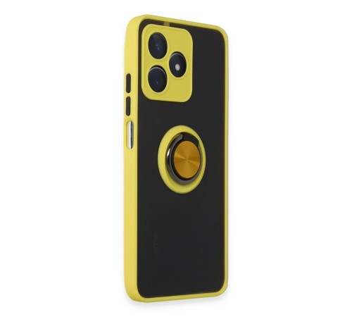 Realme C53 Kılıf Montreal Yüzüklü Silikon Kapak - Sarı Realme C53 Kılıf Montreal Yüzüklü Silikon Kapak - Sarı