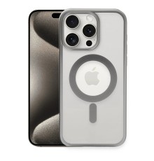 iPhone 15 Pro Kılıf Erozi Magsafe Kapak - Gümüş