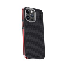 iPhone 15 Pro Max Kılıf Aramid 600D Kevlar Karbon Fiber Magsafe Kapak - Kırmızı