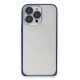 iPhone 15 Pro Metal Bumper Mat Kapak - Lacivert