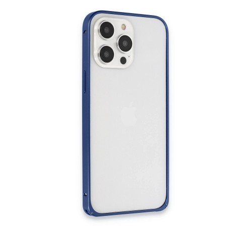 iPhone 15 Pro Metal Bumper Mat Kapak - Lacivert iPhone 15 Pro Metal Bumper Mat Kapak - Lacivert