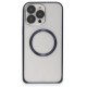 iPhone 15 Pro Kılıf Metal Bumper Magneticsafe Kapak - Lacivert