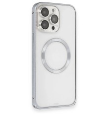 iPhone 15 Pro Kılıf Metal Bumper Magneticsafe Kapak - Gri
