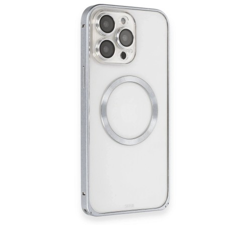 iPhone 15 Pro Kılıf Metal Bumper Magneticsafe Kapak - Gri iPhone 15 Pro Kılıf Metal Bumper Magneticsafe Kapak - Gri