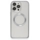 iPhone 15 Pro Kılıf Metal Bumper Magneticsafe Kapak - Gri