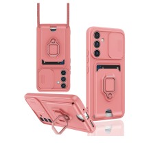 Samsung Galaxy S23 FE Kılıf Zuma Kartvizitli Yüzüklü Silikon - Pembe