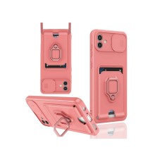 Samsung Galaxy A05 Kılıf Zuma Kartvizitli Yüzüklü Silikon - Pembe