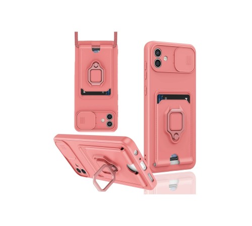 Samsung Galaxy A05 Kılıf Zuma Kartvizitli Yüzüklü Silikon - Pembe Samsung Galaxy A05 Kılıf Zuma Kartvizitli Yüzüklü Silikon - Pembe