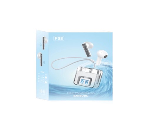 Karler Bass F08 Dijital Şarj Göstergeli TWS Bluetooth Kulaklık - Mavi Karler Bass F08 Dijital Şarj Göstergeli TWS Bluetooth Kulaklık - Mavi