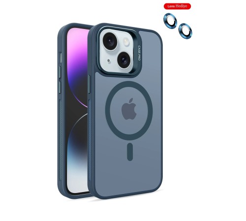 iPhone 14 Kılıf Flet Lens Magsafe Kapak - Lacivert iPhone 14 Kılıf Flet Lens Magsafe Kapak - Lacivert