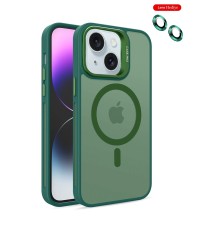 iPhone 14 Kılıf Flet Lens Magsafe Kapak - Koyu Yeşil