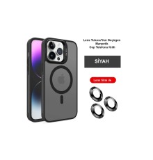 iPhone 14 Pro Kılıf Flet Lens Magsafe Kapak - Siyah