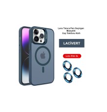 iPhone 14 Pro Kılıf Flet Lens Magsafe Kapak - Lacivert