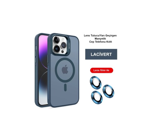 iPhone 14 Pro Kılıf Flet Lens Magsafe Kapak - Lacivert iPhone 14 Pro Kılıf Flet Lens Magsafe Kapak - Lacivert
