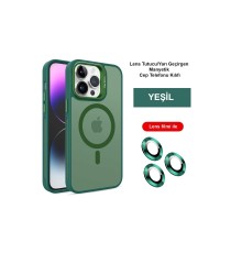 iPhone 14 Pro Kılıf Flet Lens Magsafe Kapak - Koyu Yeşil
