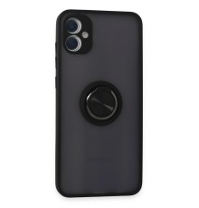 Samsung Galaxy A05 Kılıf Montreal Yüzüklü Silikon Kapak - Siyah