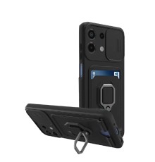 Xiaomi Redmi Note 13 4G Kılıf Zuma Kartvizitli Yüzüklü Silikon - Siyah