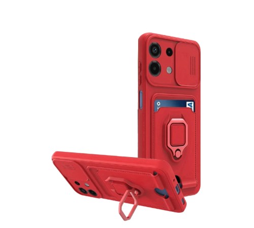 Xiaomi Redmi Note 13 4G Kılıf Zuma Kartvizitli Yüzüklü Silikon - Kırmızı Xiaomi Redmi Note 13 4G Kılıf Zuma Kartvizitli Yüzüklü Silikon - Kırmızı