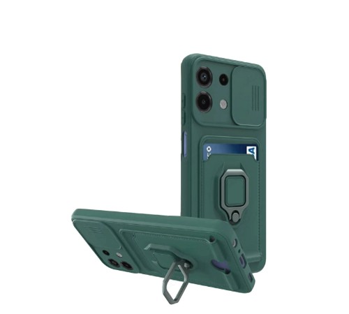 Xiaomi Redmi Note 13 4G Kılıf Zuma Kartvizitli Yüzüklü Silikon - Yeşil Xiaomi Redmi Note 13 4G Kılıf Zuma Kartvizitli Yüzüklü Silikon - Yeşil