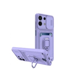 Xiaomi Redmi Note 13 4G Kılıf Zuma Kartvizitli Yüzüklü Silikon - Lila
