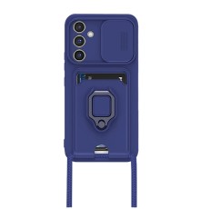 Samsung Galaxy A25 5G Kılıf Zuma Kartvizitli Yüzüklü Silikon - Lacivert