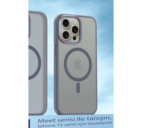 Movenchy iPhone 15 Pro Kılıf Radyant Magsafe Kapak - Titan Gri Movenchy iPhone 15 Pro Kılıf Radyant Magsafe Kapak - Titan Gri