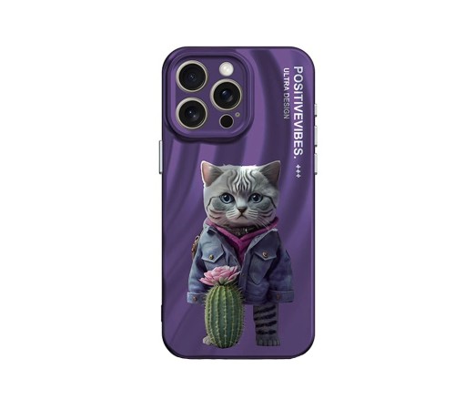 iPhone 13 Pro Kılıf Crew Desenli Kapak - Kedi iPhone 13 Pro Kılıf Crew Desenli Kapak - Kedi