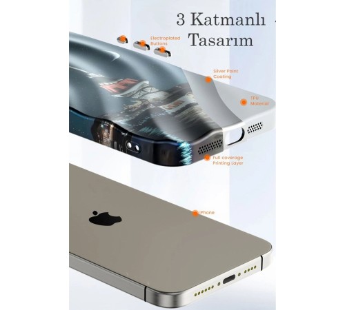 iPhone 15 Kılıf Crew Desenli Kapak - Çiçek iPhone 15 Kılıf Crew Desenli Kapak - Çiçek