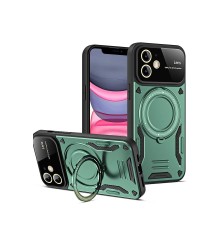 iPhone 11 Kılıf Joy Lens Standlı Kapak - Koyu Yeşil