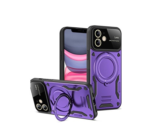 iPhone 11 Kılıf Joy Lens Standlı Kapak - Mor