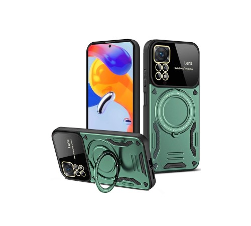 Xiaomi Redmi Note 12 Pro 4G Kılıf Joy Lens Standlı Kapak - Koyu Yeşil Xiaomi Redmi Note 12 Pro 4G Kılıf Joy Lens Standlı Kapak - Koyu Yeşil