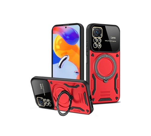 Xiaomi Redmi Note 12 Pro 4G Kılıf Joy Lens Standlı Kapak - Kırmızı Xiaomi Redmi Note 12 Pro 4G Kılıf Joy Lens Standlı Kapak - Kırmızı