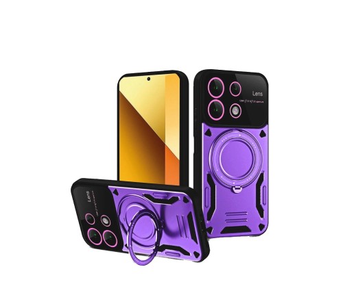 Xiaomi Redmi Note 13 4G Kılıf Joy Lens Standlı Kapak - Mor Xiaomi Redmi Note 13 4G Kılıf Joy Lens Standlı Kapak - Mor