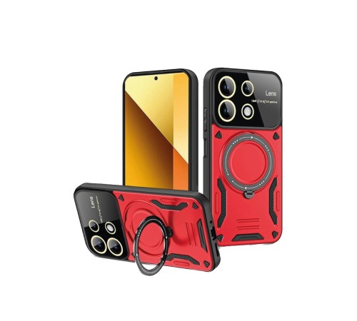 Xiaomi Redmi Note 13 4G Kılıf Joy Lens Standlı Kapak - Kırmızı Xiaomi Redmi Note 13 4G Kılıf Joy Lens Standlı Kapak - Kırmızı
