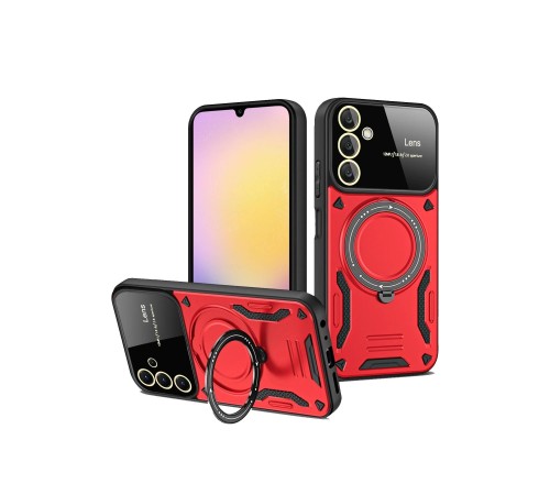 Samsung Galaxy A34 5G Kılıf Joy Lens Standlı Kapak - Kırmızı Samsung Galaxy A34 5G Kılıf Joy Lens Standlı Kapak - Kırmızı