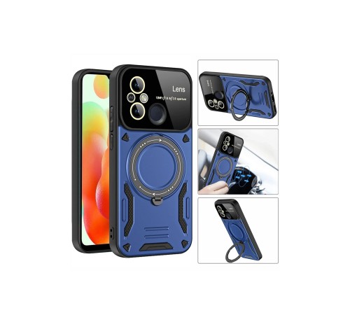Xiaomi Redmi 12C Kılıf Joy Lens Standlı Kapak - Koyu Yeşil Xiaomi Redmi 12C Kılıf Joy Lens Standlı Kapak - Koyu Yeşil