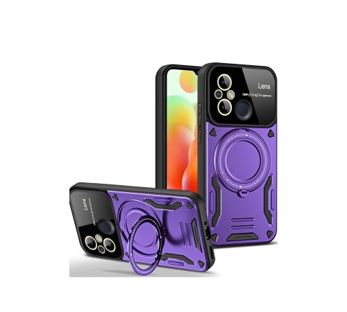 Xiaomi Redmi 12C Kılıf Joy Lens Standlı Kapak - Mor