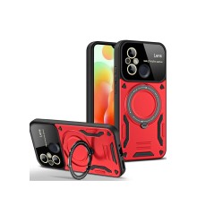Xiaomi Redmi 12C Kılıf Joy Lens Standlı Kapak - Kırmızı