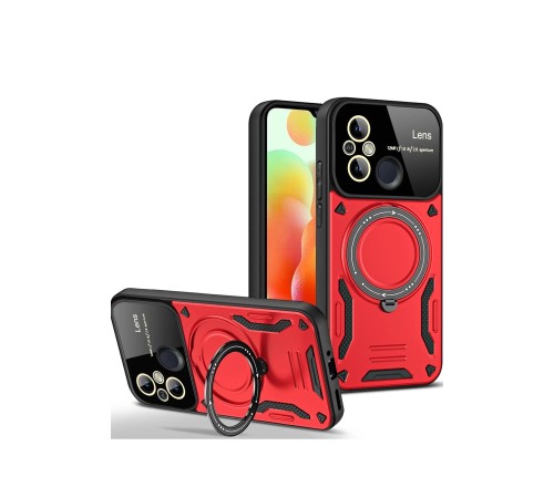 Xiaomi Redmi 12C Kılıf Joy Lens Standlı Kapak - Kırmızı Xiaomi Redmi 12C Kılıf Joy Lens Standlı Kapak - Kırmızı