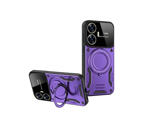 Realme C55 Kılıf Joy Lens Standlı Kapak - Mor Realme C55 Kılıf Joy Lens Standlı Kapak - Mor