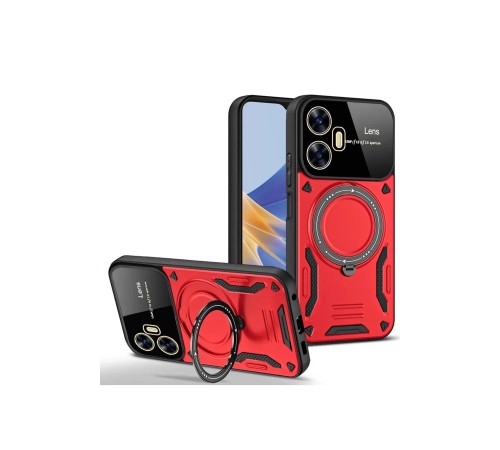 Realme C55 Kılıf Joy Lens Standlı Kapak - Kırmızı Realme C55 Kılıf Joy Lens Standlı Kapak - Kırmızı