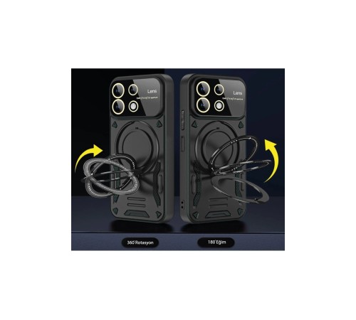 Realme C55 Kılıf Joy Lens Standlı Kapak - Kırmızı Realme C55 Kılıf Joy Lens Standlı Kapak - Kırmızı