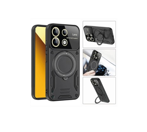 Realme C55 Kılıf Joy Lens Standlı Kapak - Kırmızı Realme C55 Kılıf Joy Lens Standlı Kapak - Kırmızı