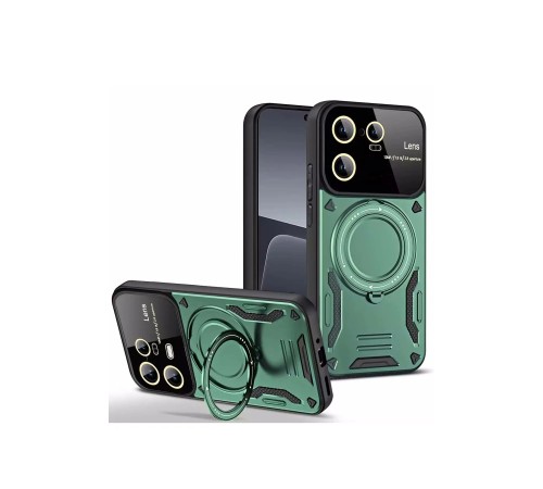 Xiaomi Mi 13T Pro Kılıf Joy Lens Standlı Kapak - Koyu Yeşil Xiaomi Mi 13T Pro Kılıf Joy Lens Standlı Kapak - Koyu Yeşil