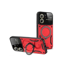 Xiaomi Mi 13T Pro Kılıf Joy Lens Standlı Kapak - Kırmızı