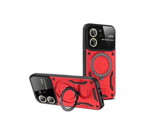 Xiaomi Mi 13T Pro Kılıf Joy Lens Standlı Kapak - Kırmızı Xiaomi Mi 13T Pro Kılıf Joy Lens Standlı Kapak - Kırmızı