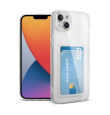 iPhone 15 Kılıf Kart Şeffaf Silikon - Şeffaf