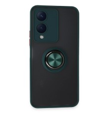 Vivo Y17S Kılıf Montreal Yüzüklü Silikon Kapak - Yeşil