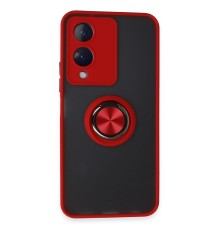 Vivo Y17S Kılıf Montreal Yüzüklü Silikon Kapak - Kırmızı